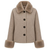 loro piana tessuto - cappotto corto pelliccia camel