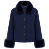 loro piana tessuto - cappotto corto pelliccia blu