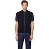 alpha studio - gilet zip merinos blu