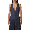 patrizia pepe - top monogram blue strass