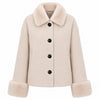 loro piana tessuto - cappotto corto pelliccia beige