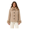 loro piana tessuto - cappotto corto pelliccia camel