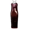patrizia pepe - abito sequins degrade bordeaux